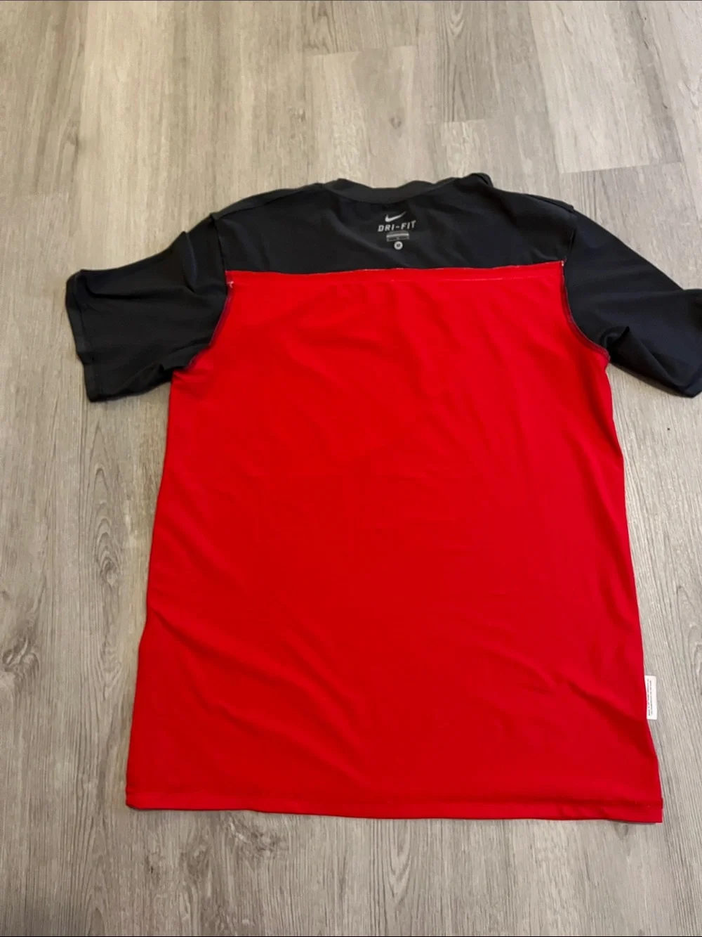 Nike Men's Short Sleeve Red and Black Dri-FIT Crew Tee